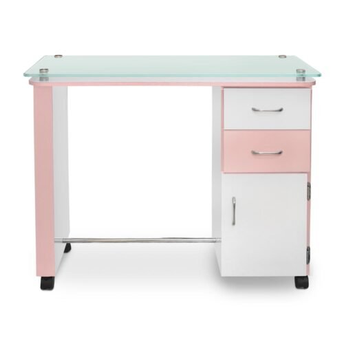 Mesa para uñas y Manicure Alfil rosa con blanco