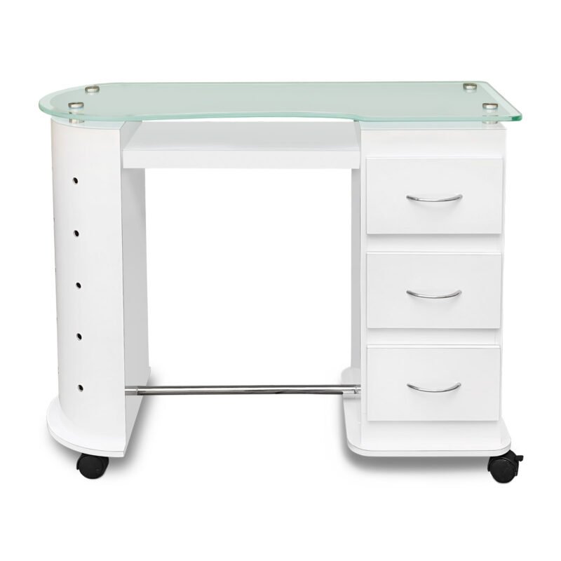 MESA PARA UÑAS Y MANICURE SOLAR BLANCA VISTA DE FRENTE