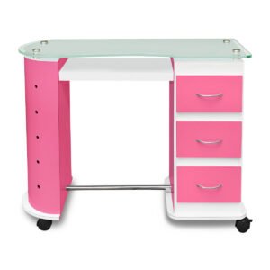 MESA PARA UÑAS Y MANICURE SOLAR ROSA CON BLANCO