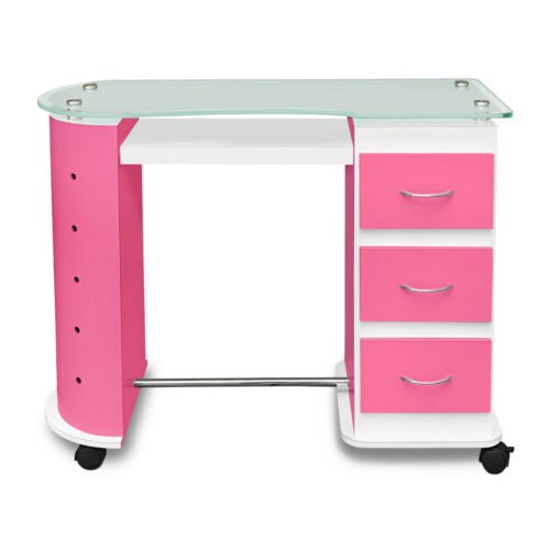 MESA PARA UÑAS Y MANICURE SOLAR ROSA CON BLANCO