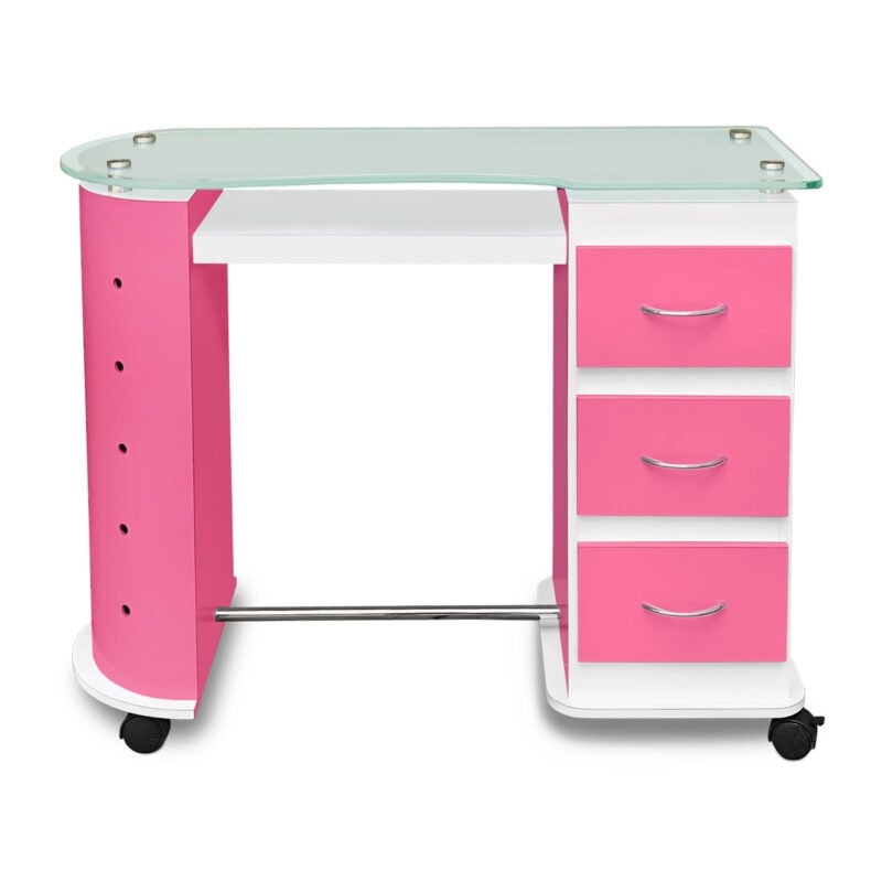MESA PARA UÑAS Y MANICURE SOLAR ROSA CON BLANCO