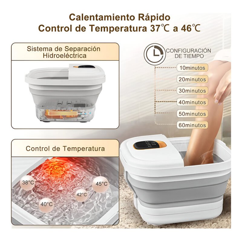 Tina Spa Para Pies Pantalla Táctil Calienta El Agua Plegable - Imagen 6